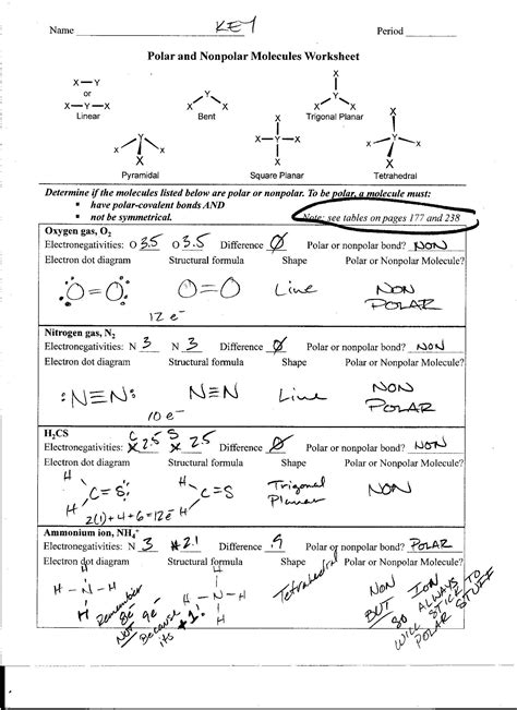 Worksheet Polarity Of Bonds Answers Polar and Nonpolar Molecules Worksheet | Practices ...