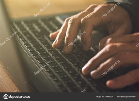 Computer programmer and hacker hands typing laptop keyboard — Stock Photo © stevanovicigor ...