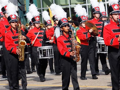 Marching Band with Brass Instruments in KDays Parade Editorial Stock ...