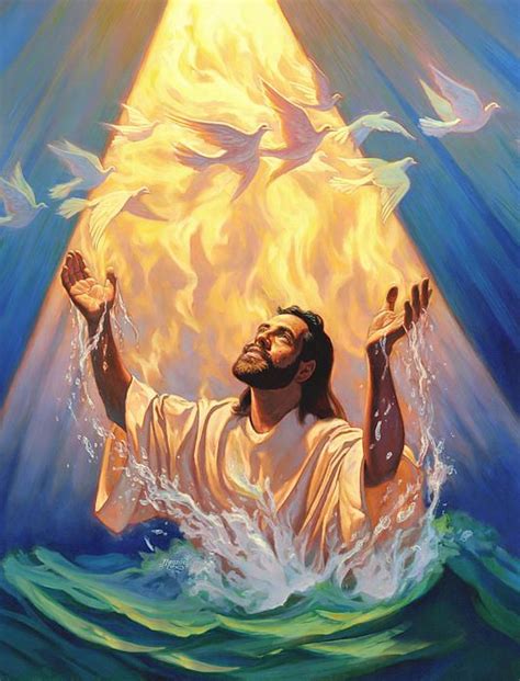 Jesus Baptism by Holy Spirit (con imágenes) | Pintura cristiana ...