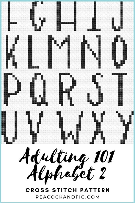 Adulting 101 Alphabet 2 Cross Stitch Pattern - Peacock & Fig | Cross ...