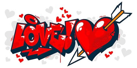 Graffiti abstracto estilo palabra amor con corazón texto letras vector ...