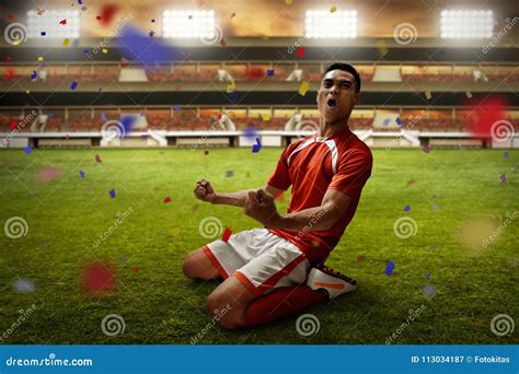 Soccer Player Celebrate Winning the Match Stock Image - Image of club, arena: 113034187