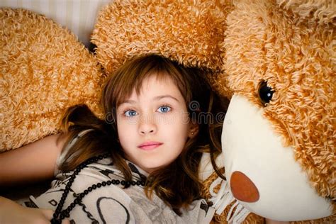 Teen girl and teddy bear stock photo. Image of safety - 55292764