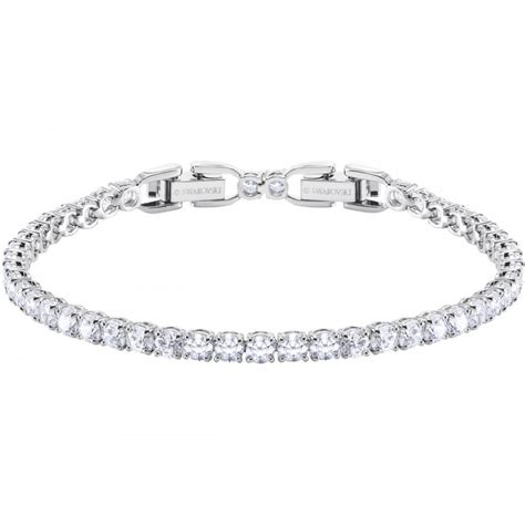 SWAROVSKI Tennis Deluxe White Crystal Bracelet in Rhodium Silver