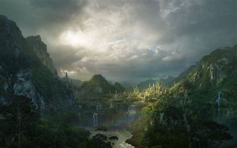 Amazing fantasy valley | Architecture painting, Fantasy landscape ...