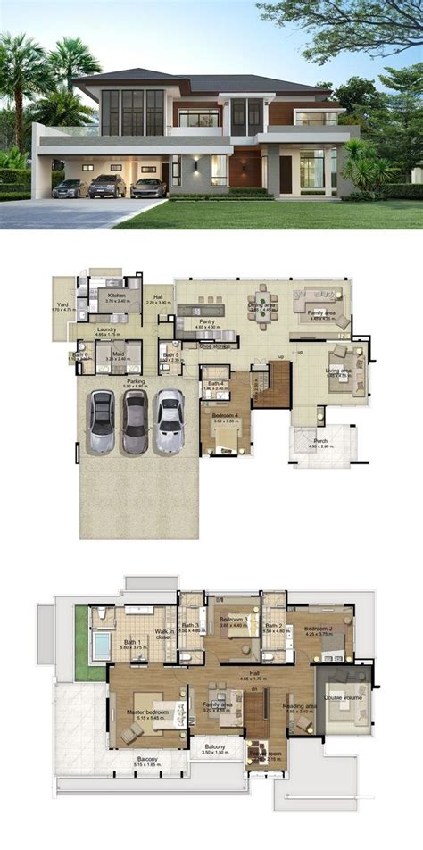 LAND AND HOUSES | Modern house floor plans, Modern house plans, House layout plans