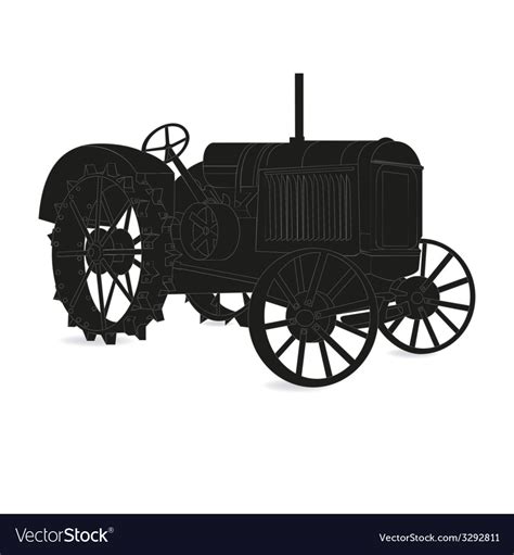 Silhouette of the old tractor Royalty Free Vector Image