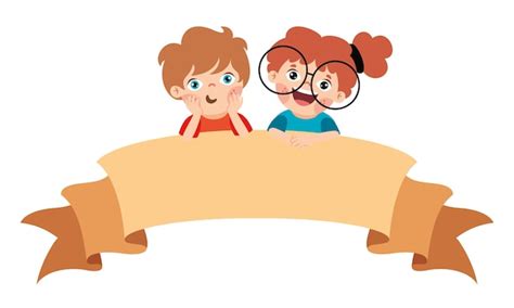 Premium Vector | Cartoon kids with blank banner