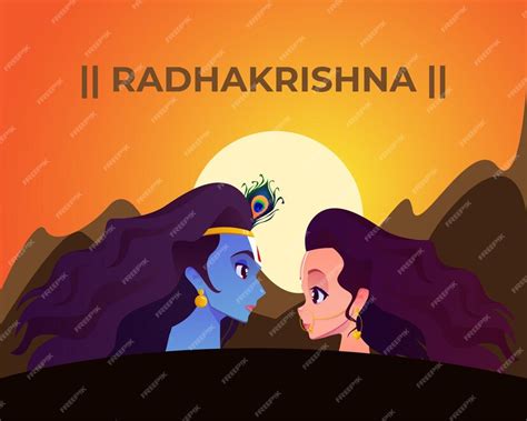 Premium Vector | Happy janmashtami with radha krishna illustration