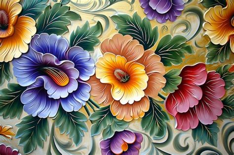 Premium Photo | Abstract decoration of colorful floral pattern on wallpaper