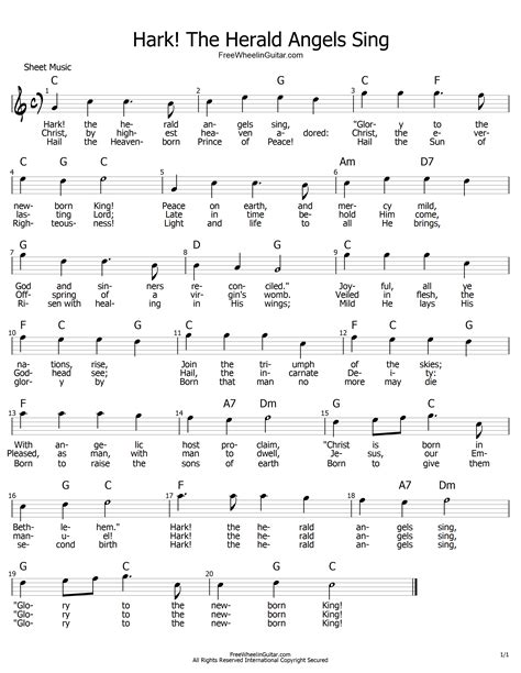 Hark! The Herald Angels Sing - Sheet Music - FreewheelinGuitar.com