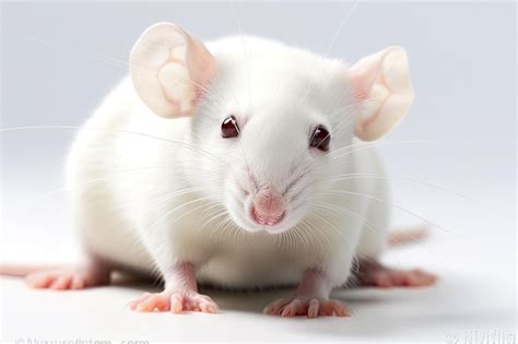 Premium Photo | Close up of an albino white lab mouse against a white background