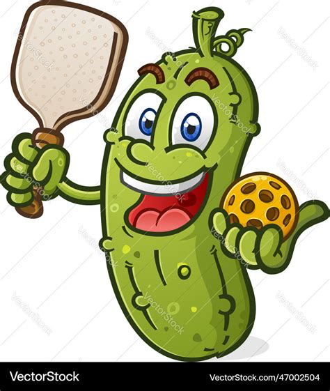 Pickleball cartoon mascot character Royalty Free Vector