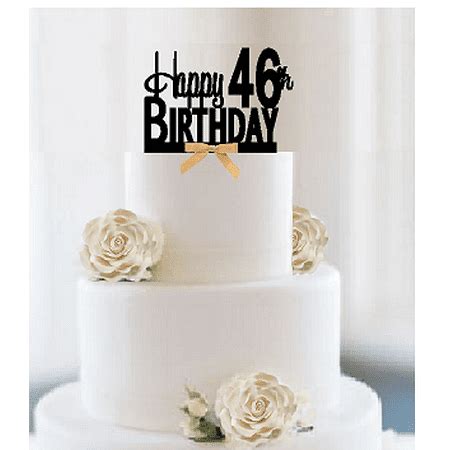 Item#046CTGR - Happy 46th Birthday Elegant Cake Decoration Topper with ...