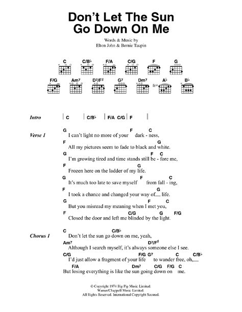 Don't Let The Sun Go Down On Me by Elton John - Guitar Chords/Lyrics ...