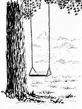 Ink Drawing Of The Tree Swing Stock Illustration  tree sketch template