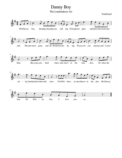 Traditional music - Danny Boy Sheet music for Piano (Solo) Easy ...