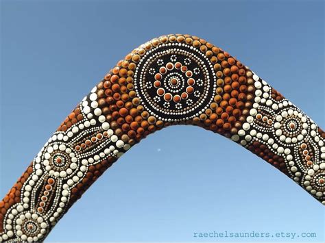 Authentic Aboriginal Boomerang Hand painted Dot Art