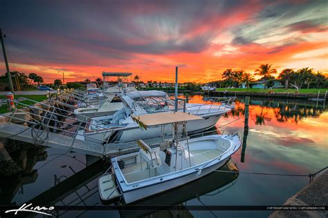 Boats at North Palm Beach Marina Sunset Small Fishing Boats – HDR Photography by Captain Kimo