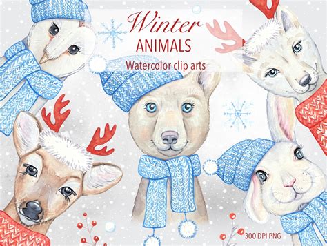 Watercolor Winter Animals Graphic by DiashaArt · Creative Fabrica