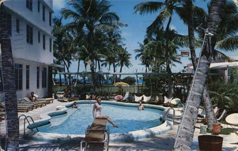 Pool at Clevelander Hotel Miami Beach, FL Postcard