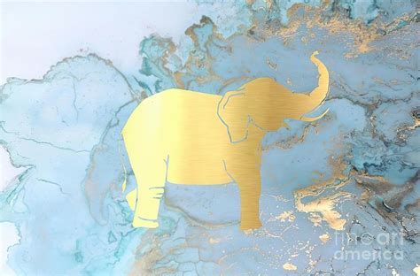 Gold Elephant on Painted Metallic Background Painting by Grant Leah ...