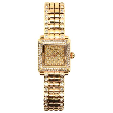 CARTIER Diamond Gold Bracelet Watch For Sale at 1stDibs