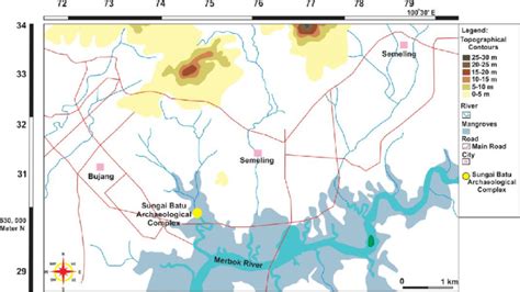 Topographical map of Sungai Petani showing the river system around the... | Download Scientific ...