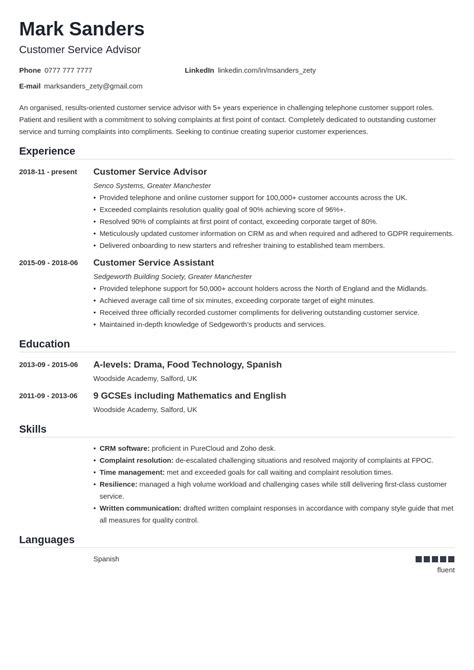 Cv Examples Uk Pdf - PDF Template