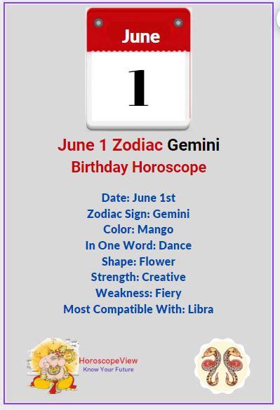 June 1 Zodiac Sign Gemini Birthday Horoscope