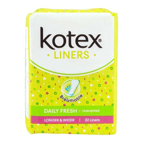 Purchase Kotex Daily Fresh Liners, Unscented, Longer & Wider, 32-Pack Online at Best Price in ...