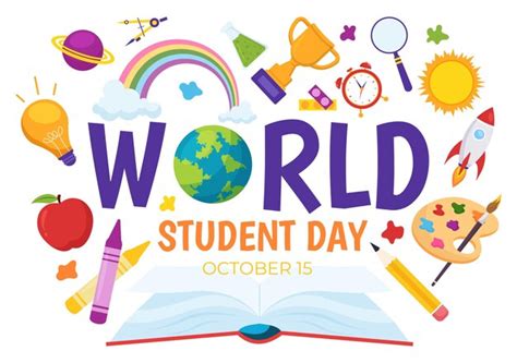 Premium Vector | World Students Day Vector Illustration on October 15 with Student Book Globe ...