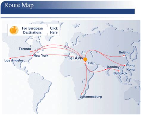 El Al Israel Airlines route map - longhaul routes