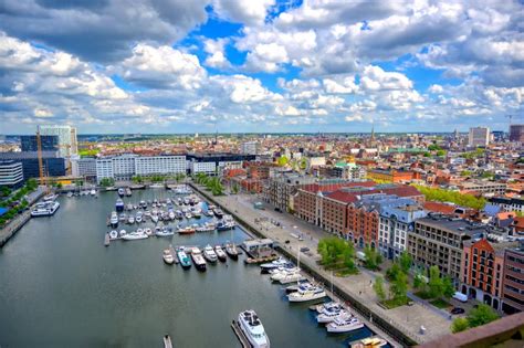 Aerial View of the Port and Docks in Antwerp, Belgium Stock Photo ...