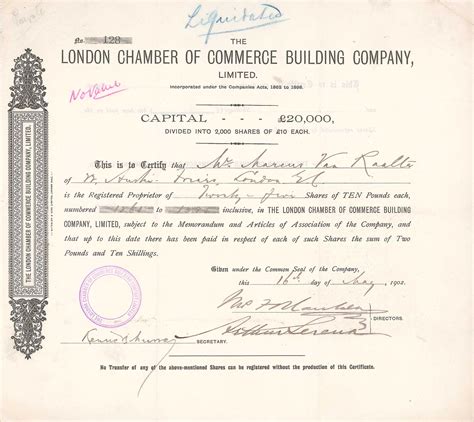 At Auction: London Chamber of Commerce Building Co.