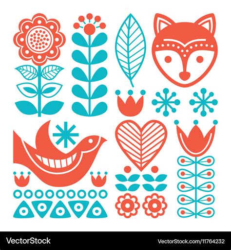 Finnish inspired folk art pattern - nordic Vector Image