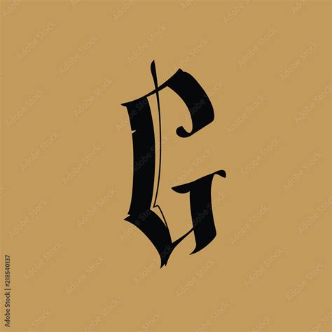 Letter G, in the Gothic style. Vector. Alphabet. The symbol is isolated on a golden background ...