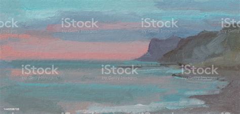 Seascape Sunset Oil Painting Stock Illustration - Download Image Now ...