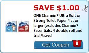 New Coupon! Save $1.00 ONE Charmin® Ultra Soft or Strong Toilet Paper 4 ct or larger (excludes ...