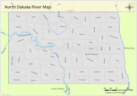 North Dakota River Map, Rivers & Lakes in North Dakota (PDF) - Whereig.com