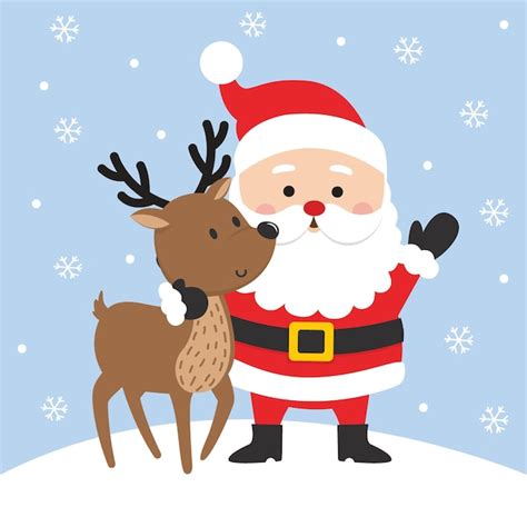 Premium Vector | Cute cartoon Santa Claus and reindeer, vector illustration