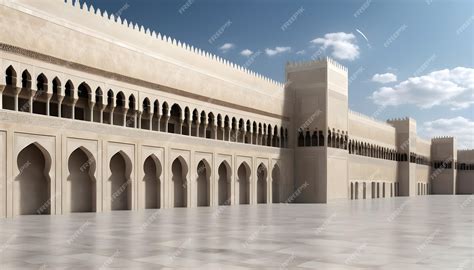 Premium Photo | Islamic Caliphate or Succession palace with a long wall and nice weather AI ...