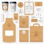 Coffee shop corporate identity template design set with coffee shop logo and coffee bean ...