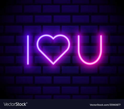 I love you neon heart sign text Royalty Free Vector Image