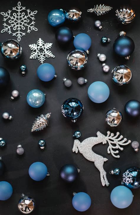 Festive Aesthetic Wallpapers For Phone : Blue Silver Christmas Ornaments I Take You | Wedding ...