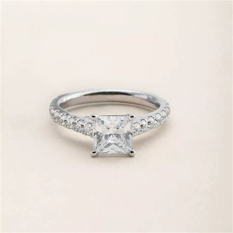 Pavé Princess Cut Engagement Ring | Proud Diamond