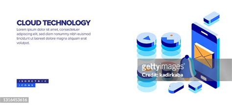 Cloud Technology Isometric Web Banner Concept And Three Dimensional Design High-Res Vector ...