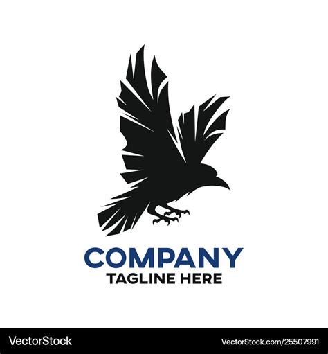 Modern black raven logo Royalty Free Vector Image