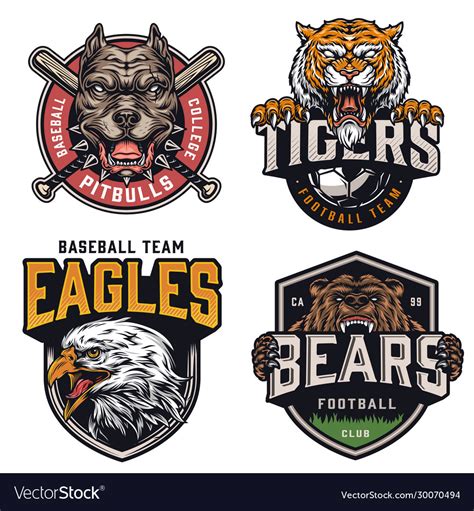 Sports teams vintage colorful logotypes Royalty Free Vector